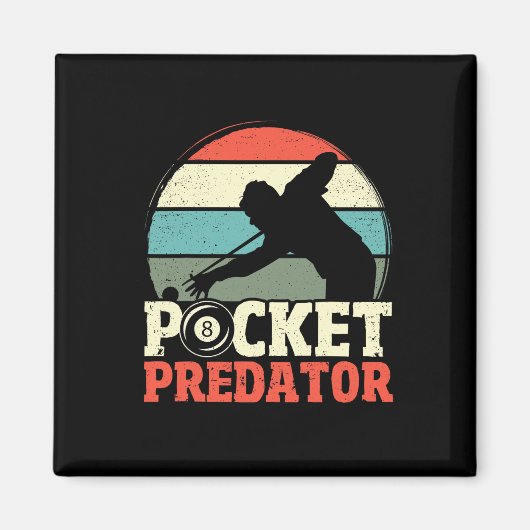 Biljart Pocket Predator 8 Ball Funny Mannen Retro Magneet (Voorkant)