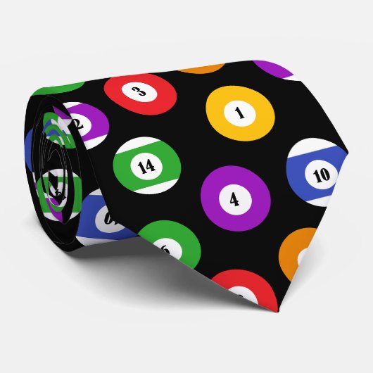 Biljart Pool Ballen Patterned Stropdas (Opgerold)
