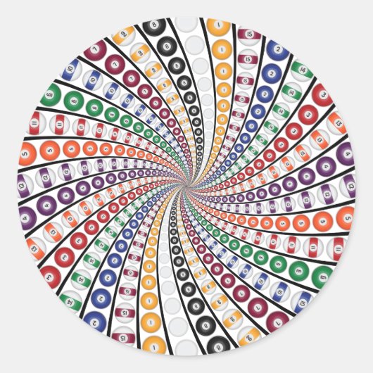 Biljart / Pool Balls Vortex: Ronde Sticker (Voorkant)