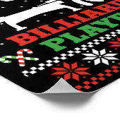 Biljart Pool Speler Bal Kerst Lelijk Kerstfeest Poster (Hoek)