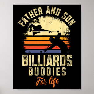 Biljart Pool Speler Ball Dad Son Retro  F Poster