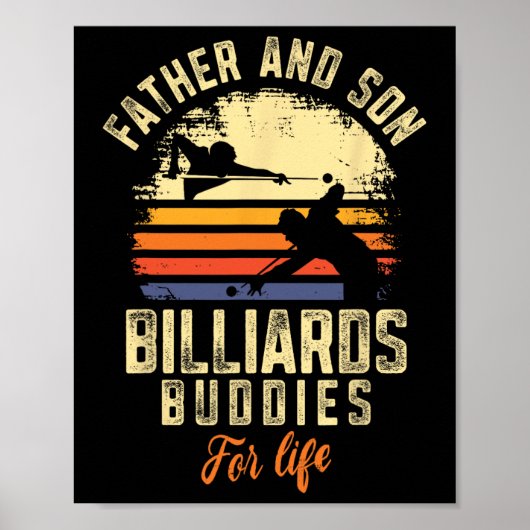 Biljart Pool Speler Ball Dad Son Retro  F Poster (Voorkant)