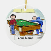 Biljart, pool speler paar keramisch ornament (Voorkant)