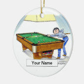 biljart, poolspeler - Vrouw Keramisch Ornament (Links)
