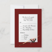 Biljart RSVP met keuze voor diner Dieprood (Voorkant)