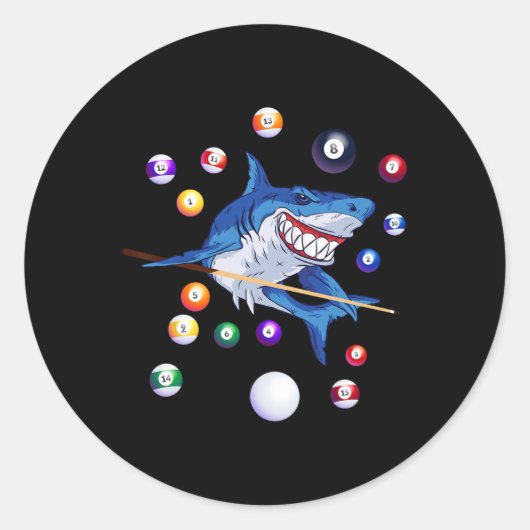Biljart Shark biljartspeler pooltafel snooker Ronde Sticker (Voorkant)