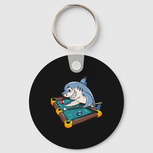 Biljart Shark Pool Snooker Speler Gift Sleutelhanger (Voorkant)