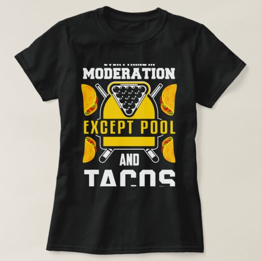 Biljart Shirt Joke Taco Lover Biljart Pool Pla (Design voorkant)