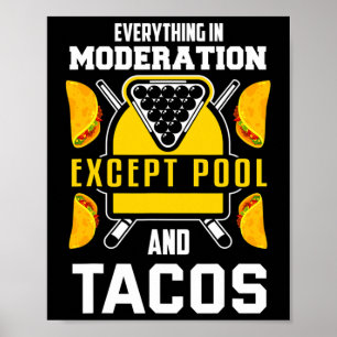 Biljart Shirt Joke Taco Lover Biljart Pool Pla Poster