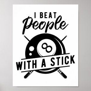 Biljart sloeg mensen met een stok grappig biljart  poster