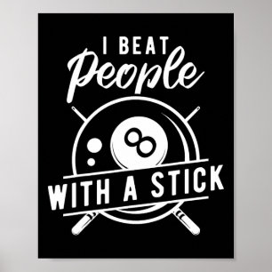 Biljart sloeg mensen met een stok grappig biljart  poster