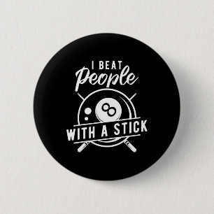 Biljart sloeg mensen met een stok grappig biljart  ronde button 5,7 cm