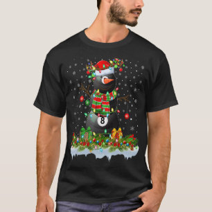 Biljart Sneeuwman Xmas Lights Biljart Kerstmis T-shirt
