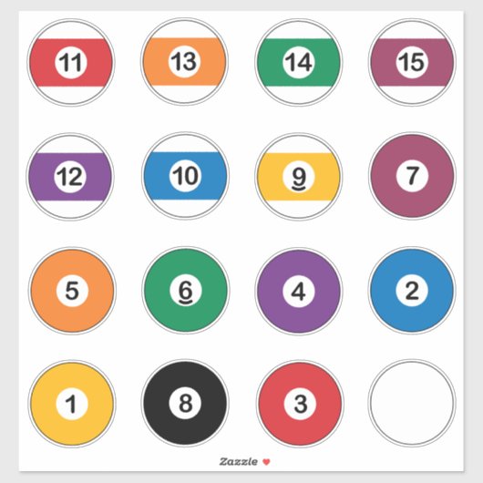 Biljart Snooker bal ballen pack Sticker (Vel)