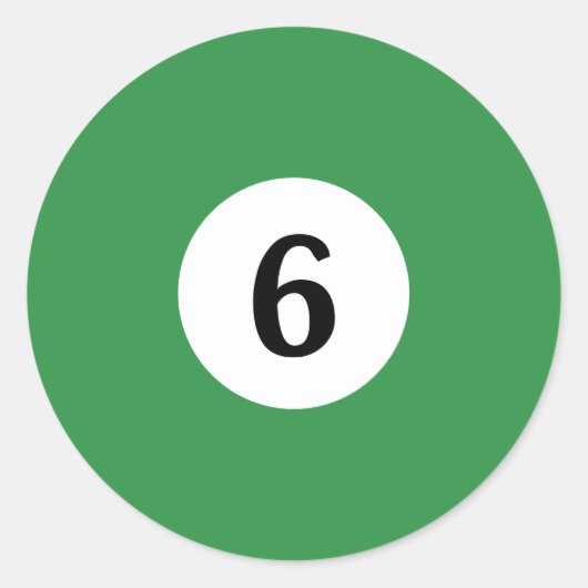Biljart Solid Green Ball 6 Ronde Sticker (Voorkant)