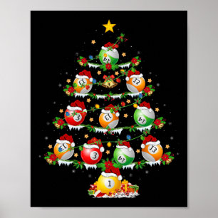 Biljart Sport Lover Verlichting Biljart Kerstmis Poster