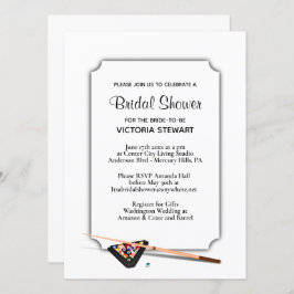 Biljart thema bruids douche uitnodiging