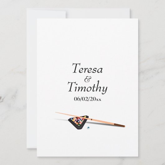 Biljart thema bruiloft uitnodiging witte bruiloft (Achterkant)