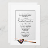 Biljart thema bruiloft uitnodiging witte bruiloft (Voorkant / Achterkant)