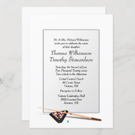 Biljart thema bruiloft uitnodiging witte bruiloft