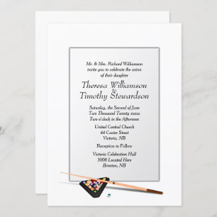 Biljart thema bruiloft uitnodiging witte bruiloft