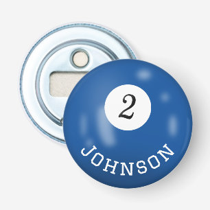 Biljart Twee Bal Met Aangepaste Naam Button Flesopener