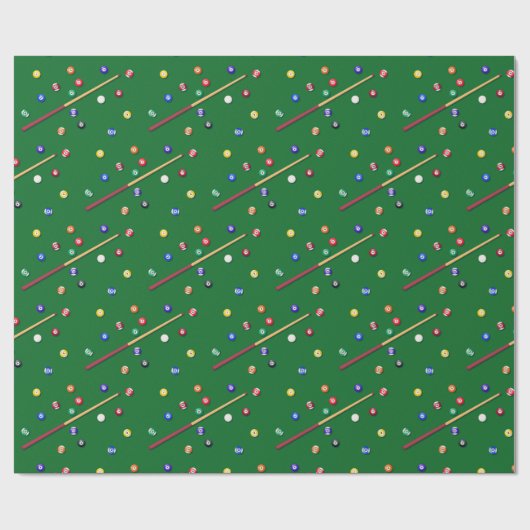 Biljart verjaardagsfeestje Pool Cue Cadeaupapier (Vlak)