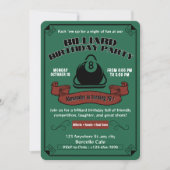  biljart verjaardagsfeestje zwembad thema groen kaart (Voorkant)