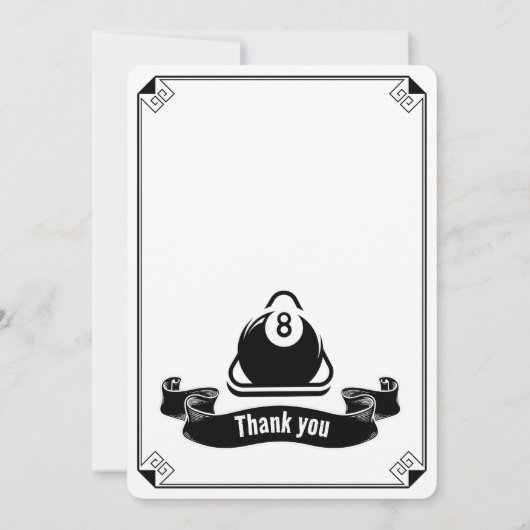 biljart verjaardagsfeestje zwembad thema wit kaart (Achterkant)