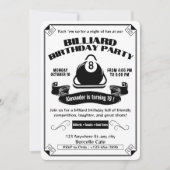 biljart verjaardagsfeestje zwembad thema wit kaart (Voorkant)