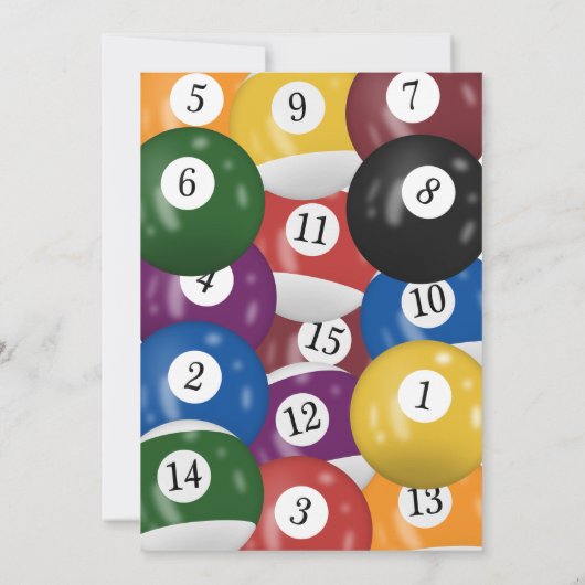 Biljart verjaardagsfeestthema kaart (Achterkant)