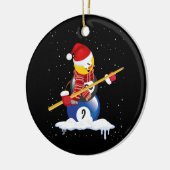 Biljart Vrolijke Kerstmis Sneeuwman met pooltafel Keramisch Ornament (Links)