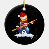 Biljart Vrolijke Kerstmis Sneeuwman met pooltafel Keramisch Ornament (Achterkant)