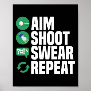 Biljart zwembad doel schieten vloek grappig poster