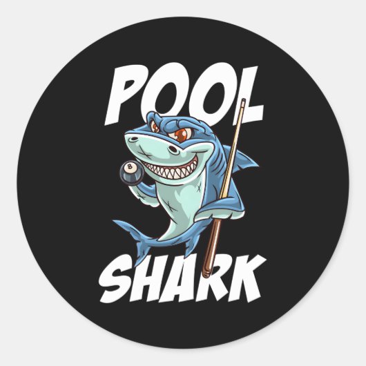 Biljart Zwembad Haai Snooker Hall Joke Biljart Ronde Sticker (Voorkant)