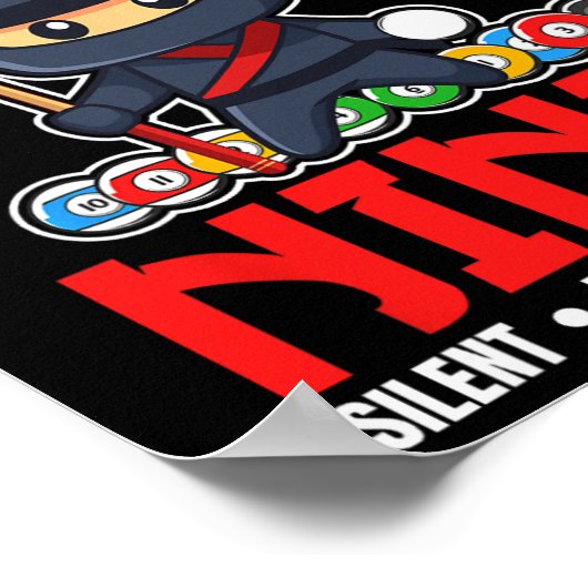 Biljart Zwembad Ninja 8 Ball Funny Mannen Jongens Poster (Hoek)