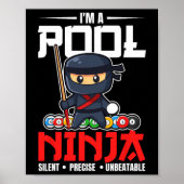 Biljart Zwembad Ninja 8 Ball Funny Mannen Jongens  Poster (Voorkant)