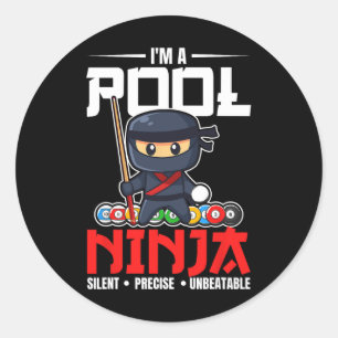 Biljart Zwembad Ninja 8 Ball Funny Mannen Jongens  Ronde Sticker