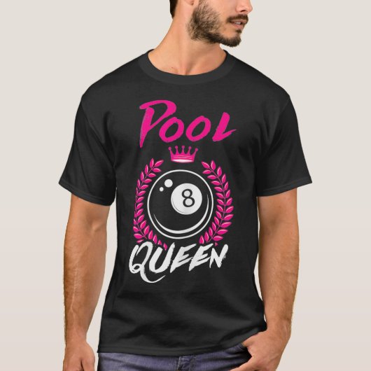 Biljart Zwembad Queen Grappig Vrouw Pool Speler T-shirt (Voorkant)