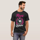 Biljart Zwembad Queen Grappig Vrouw Pool Speler T-shirt (Voorkant volledig)