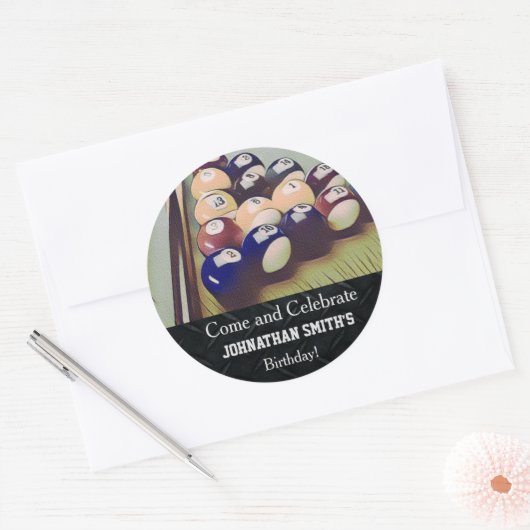 Biljart Zwembad Rugged Verjaardag Stickers (Envelop)