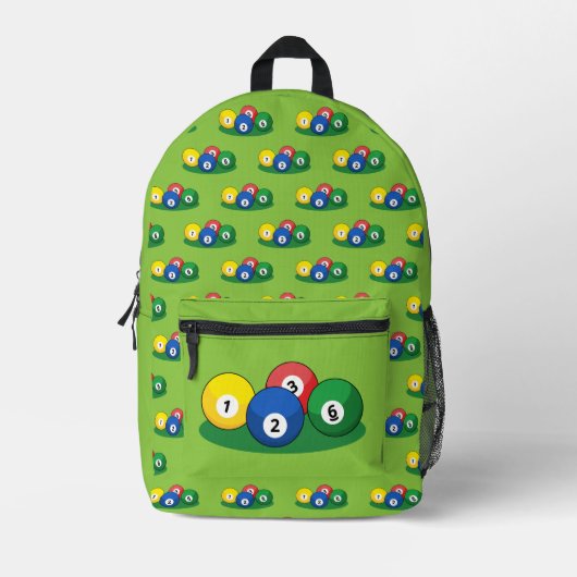 Biljart zwembad snooker ballen patroon bedrukte rugzak (Voorkant)