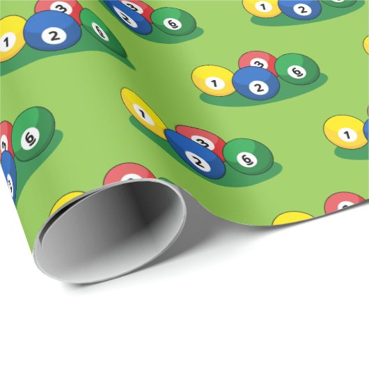 Biljart zwembad snooker ballen patroon cadeaupapier (Rol Hoek)