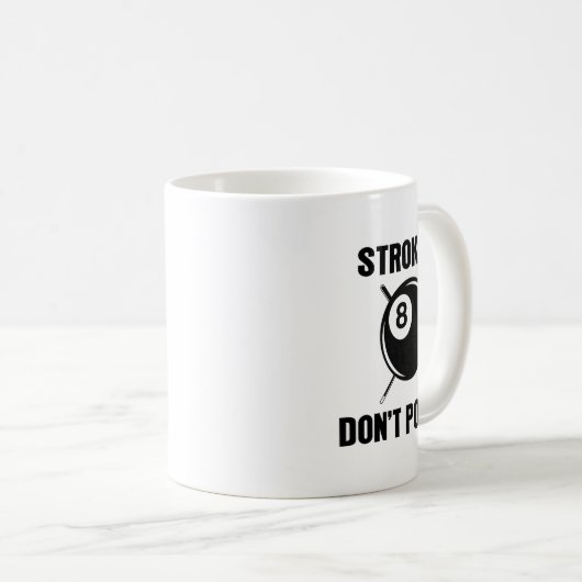 Biljart zwembad snooker speler grappige slag het n koffiemok (Voorkant rechts)