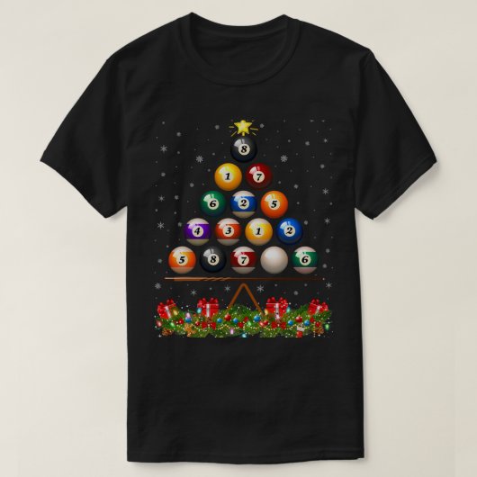 Biljart Zwembad Sport Lover Biljart Bal Kerstmis T-shirt (Design voorkant)