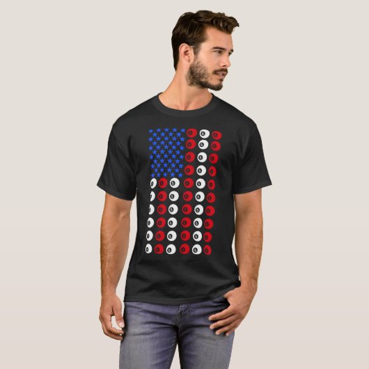 Biljartbal Amerikaanse vlag Pool Acht Ball T-shirt (Voorkant volledig)