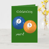 Biljartballen 25e verjaardag kaart (Gele Bloem)