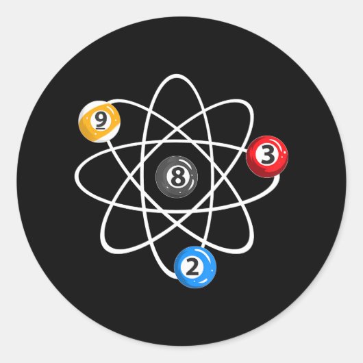 Biljartballen 2 3 8 9 Atom Biljartspeler Ronde Sticker (Voorkant)