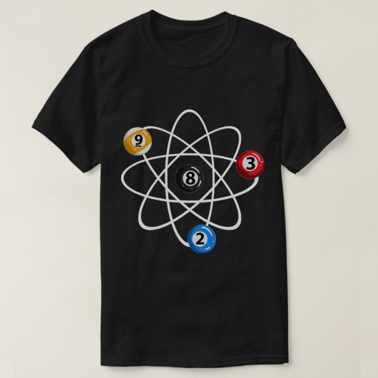 Biljartballen 2 3 8 9 Atom Design Biljartspeler T-shirt (Design voorkant)