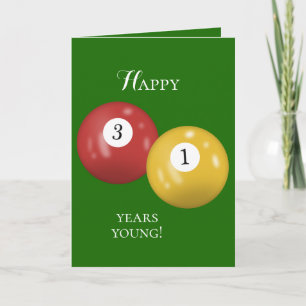 Biljartballen 31e verjaardag kaart